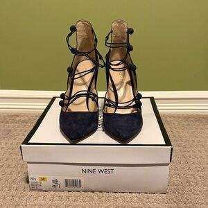 Nine West Dark Blue Strappy Heels
